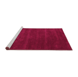 Sideview of Machine Washable Abstract Pink Contemporary Rug, wshcon119pnk