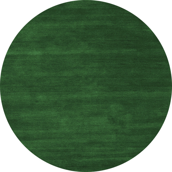 Round Machine Washable Abstract Emerald Green Contemporary Area Rugs, wshcon119emgrn