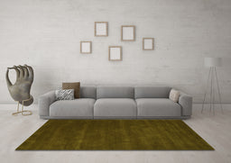 Machine Washable Abstract Green Contemporary Area Rugs in a Living Room,, wshcon119grn