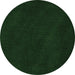 Round Machine Washable Abstract Emerald Green Contemporary Area Rugs, wshcon11emgrn