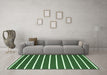 Machine Washable Abstract Emerald Green Contemporary Area Rugs in a Living Room,, wshcon1200emgrn