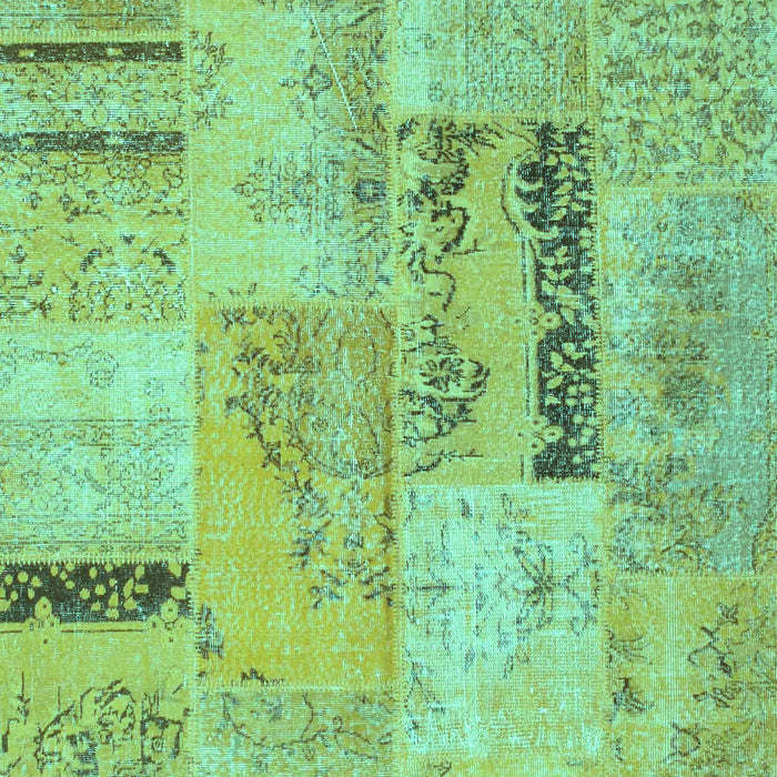 Machine Washable Patchwork Turquoise Transitional Area Rugs, wshcon1201turq