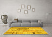 Machine Washable Patchwork Yellow Transitional Rug in a Living Room, wshcon1201yw