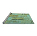 Sideview of Machine Washable Patchwork Light Blue Transitional Rug, wshcon1201lblu