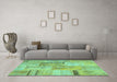 Machine Washable Patchwork Turquoise Transitional Area Rugs in a Living Room,, wshcon1201turq