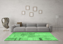 Machine Washable Patchwork Emerald Green Transitional Area Rugs in a Living Room,, wshcon1201emgrn