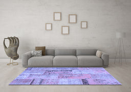 Machine Washable Patchwork Blue Transitional Rug in a Living Room, wshcon1201blu