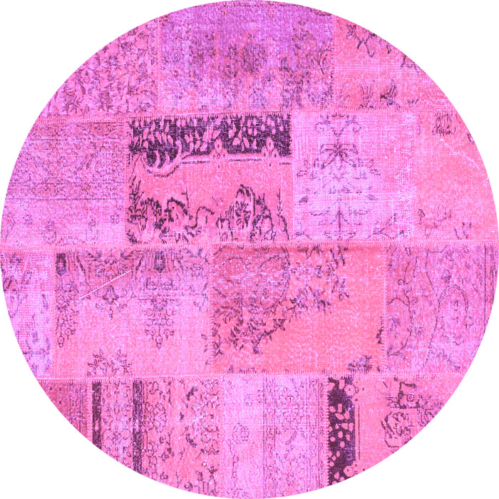 Round Patchwork Purple Transitional Rug, con1201pur