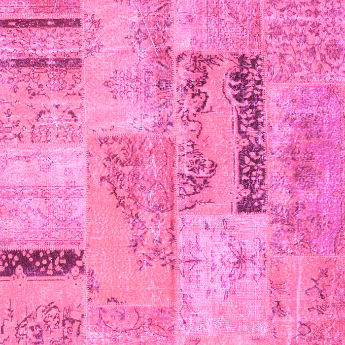 Machine Washable Patchwork Pink Transitional Rug, wshcon1201pnk