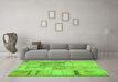 Machine Washable Patchwork Green Transitional Area Rugs in a Living Room,, wshcon1201grn