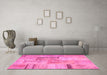 Machine Washable Patchwork Pink Transitional Rug in a Living Room, wshcon1201pnk