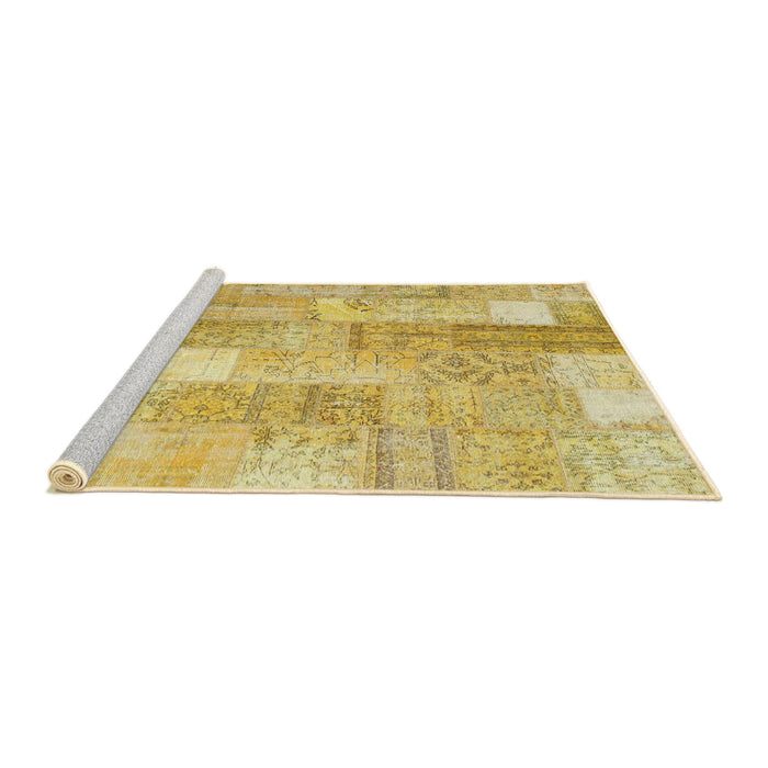 Serging Thickness of Machine Washable Contemporary Yellow Rug, wshcon1202