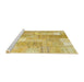 Serging Thickness of Machine Washable Contemporary Yellow Rug, wshcon1202