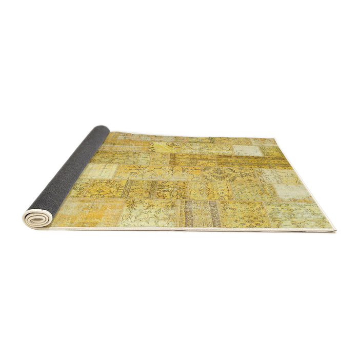 Thickness of Contemporary Yellow Patchwork Rug, con1202