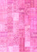 Machine Washable Patchwork Pink Transitional Rug, wshcon1202pnk