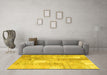 Machine Washable Patchwork Yellow Transitional Rug in a Living Room, wshcon1202yw