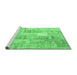 Sideview of Machine Washable Patchwork Emerald Green Transitional Area Rugs, wshcon1202emgrn