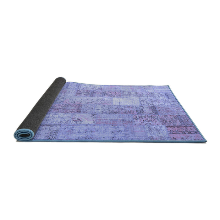 Sideview of Patchwork Blue Transitional Rug, con1202blu