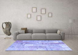 Machine Washable Patchwork Blue Transitional Rug in a Living Room, wshcon1202blu