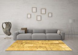 Machine Washable Patchwork Brown Transitional Rug in a Living Room,, wshcon1202brn
