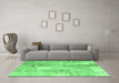 Machine Washable Patchwork Emerald Green Transitional Area Rugs in a Living Room,, wshcon1202emgrn