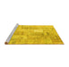 Sideview of Machine Washable Patchwork Yellow Transitional Rug, wshcon1202yw