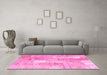 Machine Washable Patchwork Pink Transitional Rug in a Living Room, wshcon1202pnk