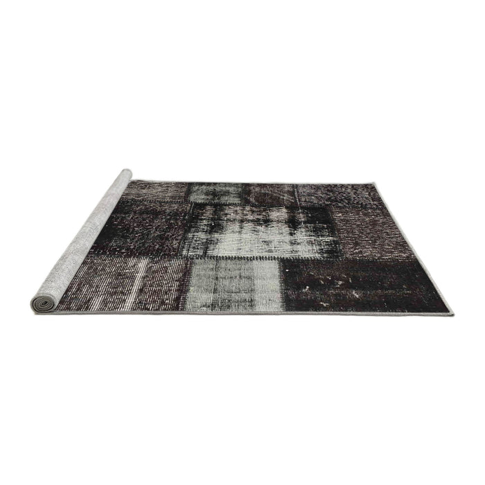 Serging Thickness of Machine Washable Contemporary Charcoal Black Rug, wshcon1203