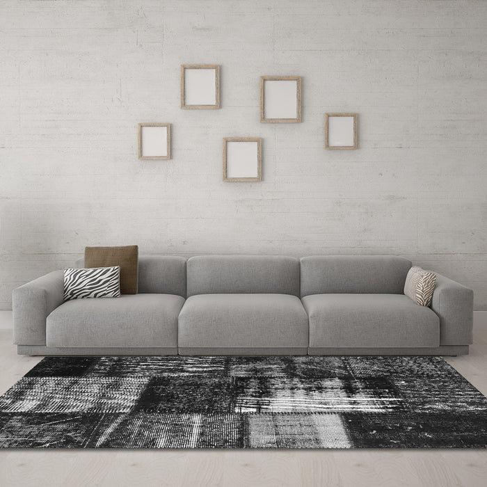 Machine Washable Persian Gray Bohemian Rug in a Living Room,, wshcon1203gry