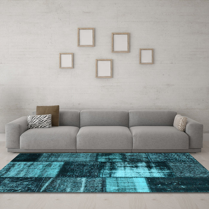 Machine Washable Persian Light Blue Bohemian Rug in a Living Room, wshcon1203lblu