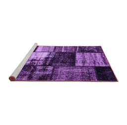 Sideview of Machine Washable Persian Purple Bohemian Area Rugs, wshcon1203pur