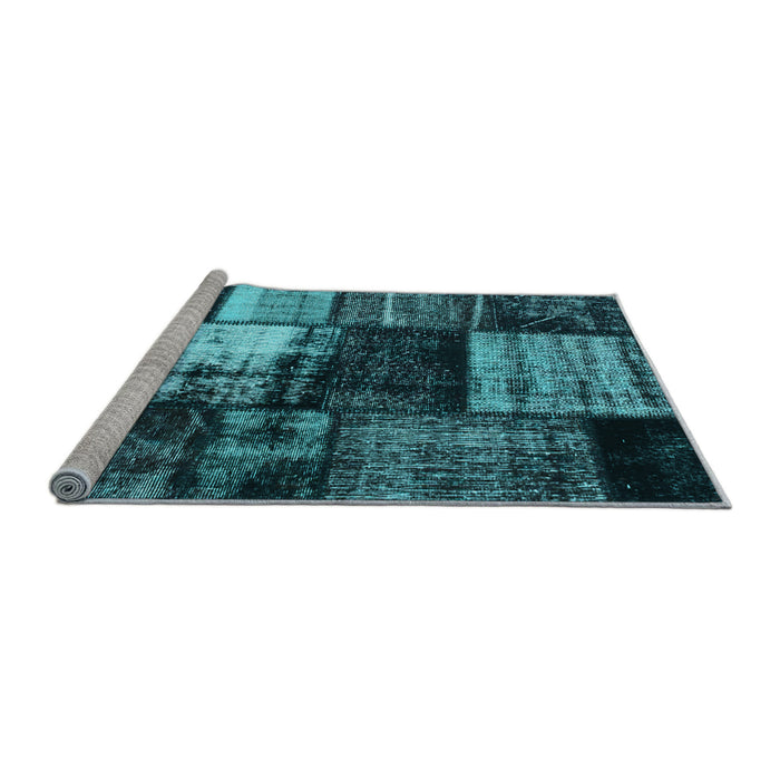 Sideview of Machine Washable Persian Light Blue Bohemian Rug, wshcon1203lblu