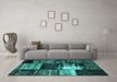 Machine Washable Persian Turquoise Bohemian Area Rugs in a Living Room,, wshcon1203turq
