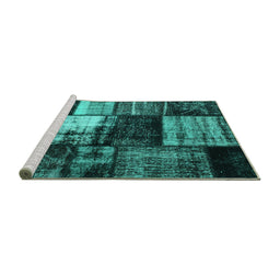 Sideview of Machine Washable Persian Turquoise Bohemian Area Rugs, wshcon1203turq
