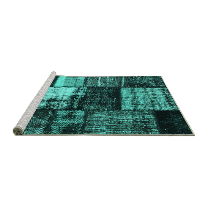 Sideview of Machine Washable Persian Turquoise Bohemian Area Rugs, wshcon1203turq