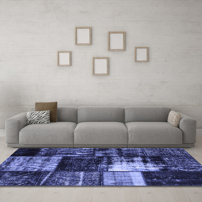 Machine Washable Persian Blue Bohemian Rug in a Living Room, wshcon1203blu