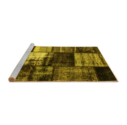 Sideview of Machine Washable Persian Yellow Bohemian Rug, wshcon1203yw