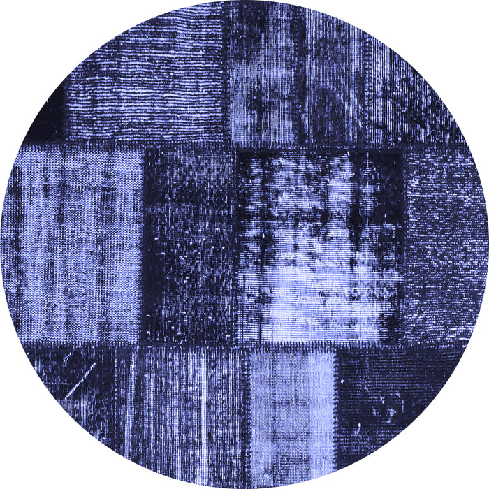 Round Machine Washable Persian Blue Bohemian Rug, wshcon1203blu