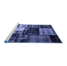 Sideview of Machine Washable Persian Blue Bohemian Rug, wshcon1203blu
