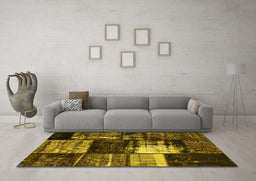Machine Washable Persian Yellow Bohemian Rug in a Living Room, wshcon1203yw