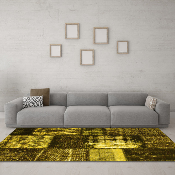 Machine Washable Persian Yellow Bohemian Rug in a Living Room, wshcon1203yw