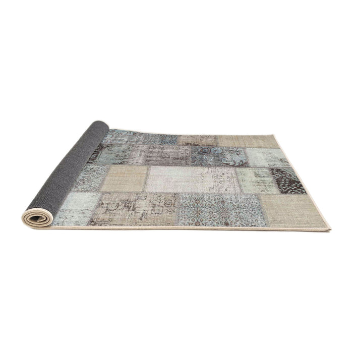 Thickness of Contemporary Gunmetal Gray Patchwork Rug, con1204