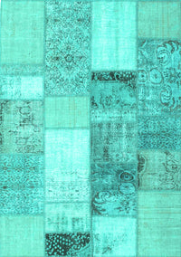 Patchwork Turquoise Transitional Rug, con1204turq