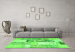 Machine Washable Patchwork Green Transitional Area Rugs in a Living Room,, wshcon1204grn