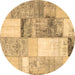 Round Patchwork Brown Transitional Rug, con1204brn