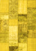 Machine Washable Patchwork Yellow Transitional Rug, wshcon1204yw