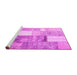 Sideview of Machine Washable Patchwork Pink Transitional Rug, wshcon1204pnk