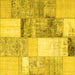 Square Machine Washable Patchwork Yellow Transitional Rug, wshcon1204yw