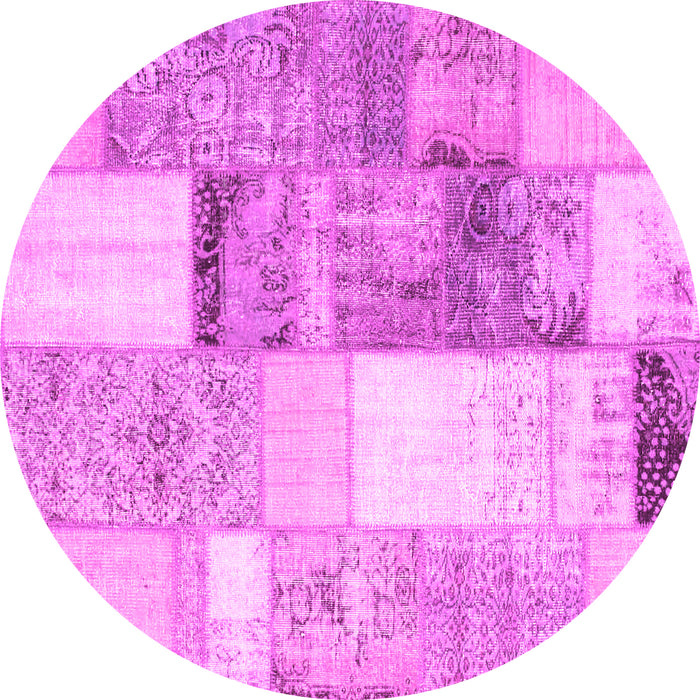 Round Patchwork Pink Transitional Rug, con1204pnk