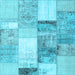 Square Patchwork Light Blue Transitional Rug, con1204lblu